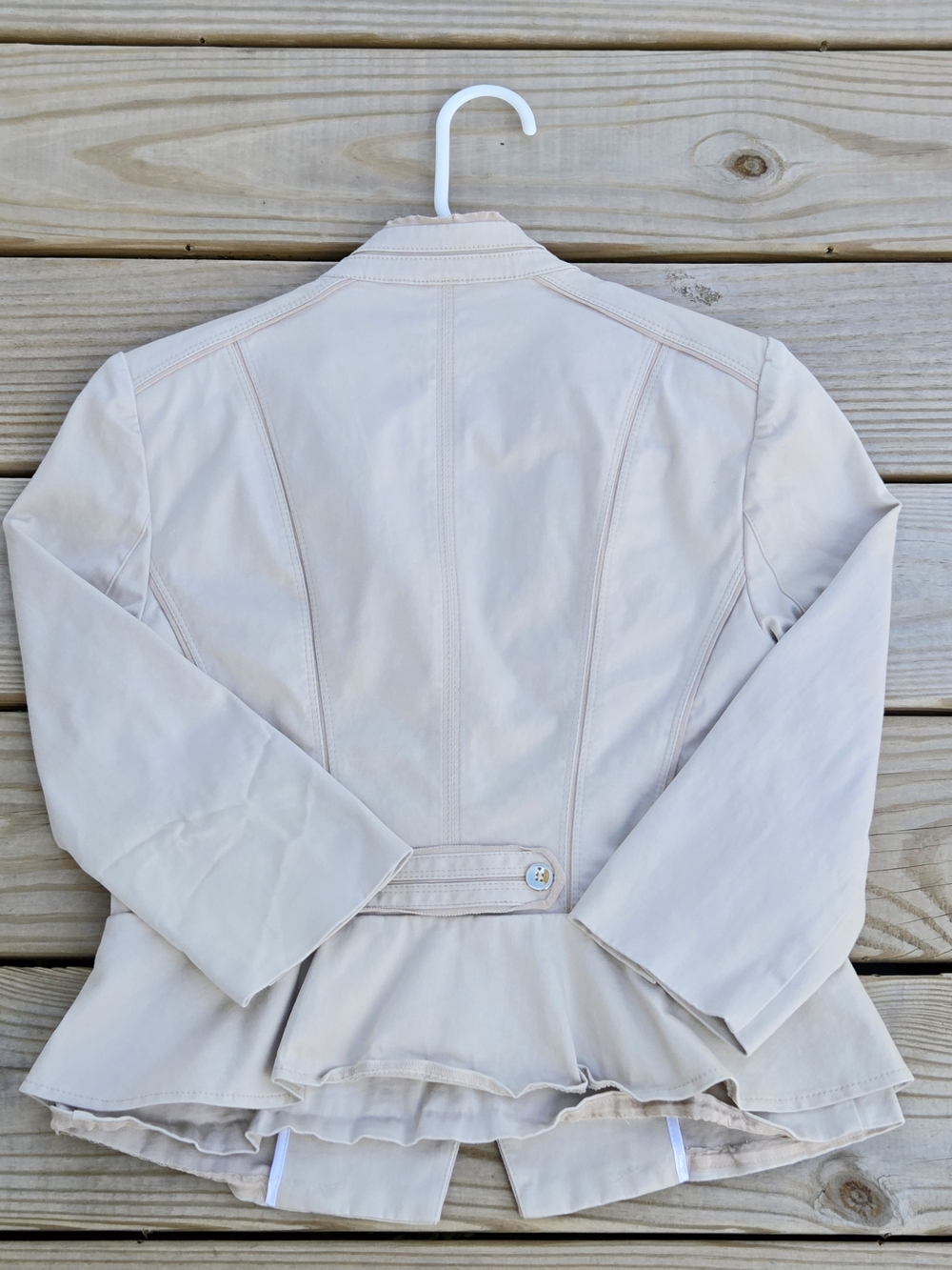 White House Black Market Beige Blazer Jacket Gold Buttons Small - Picture 4 of 4